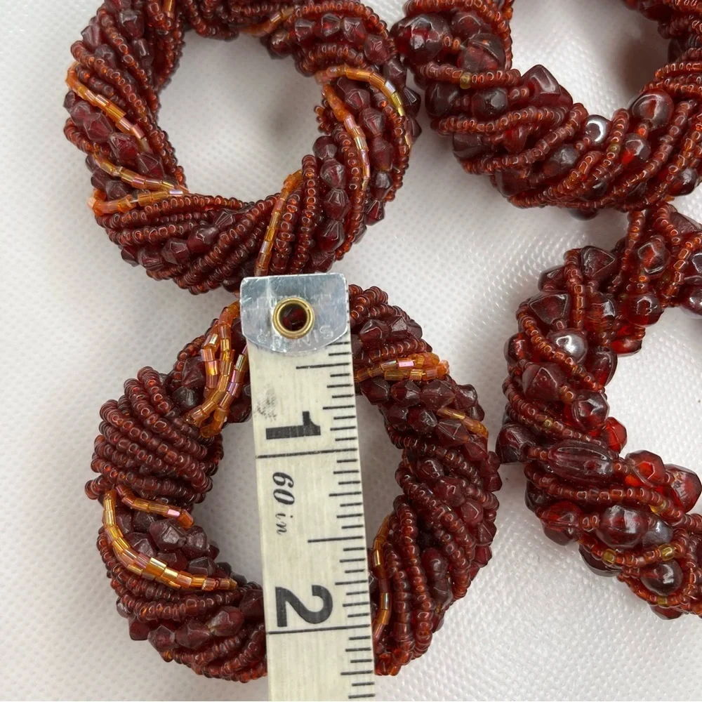 Napkin Rings Set of 8 Burgundy Maroon Beaded Rings